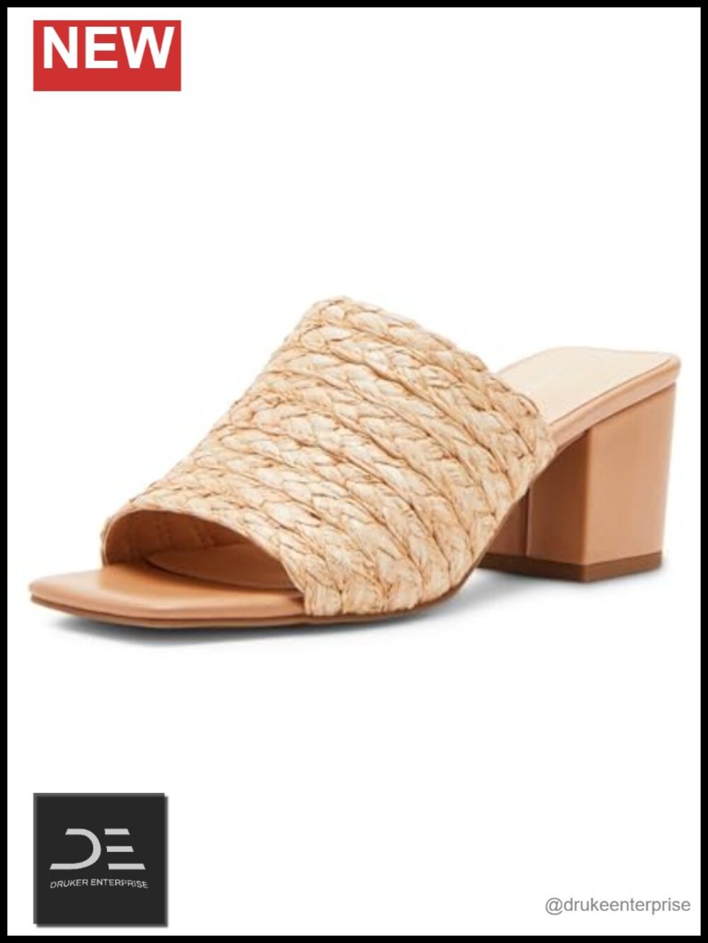 Women's Heeled Slide Sandals Block Heel Open Toe Ankle Strap PU